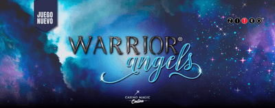 Interfaz de juego de casino online con temática de Warrior Angels